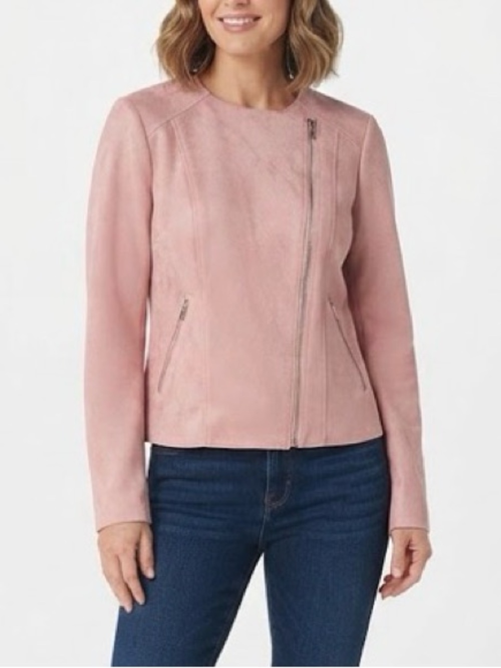 NWT KUT from the Kloth Rose Pink Faux Suede Moto Jacket Size XS